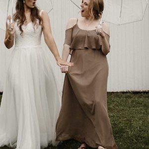 MuMu Stone Color bridesmaid Dress Sz LG